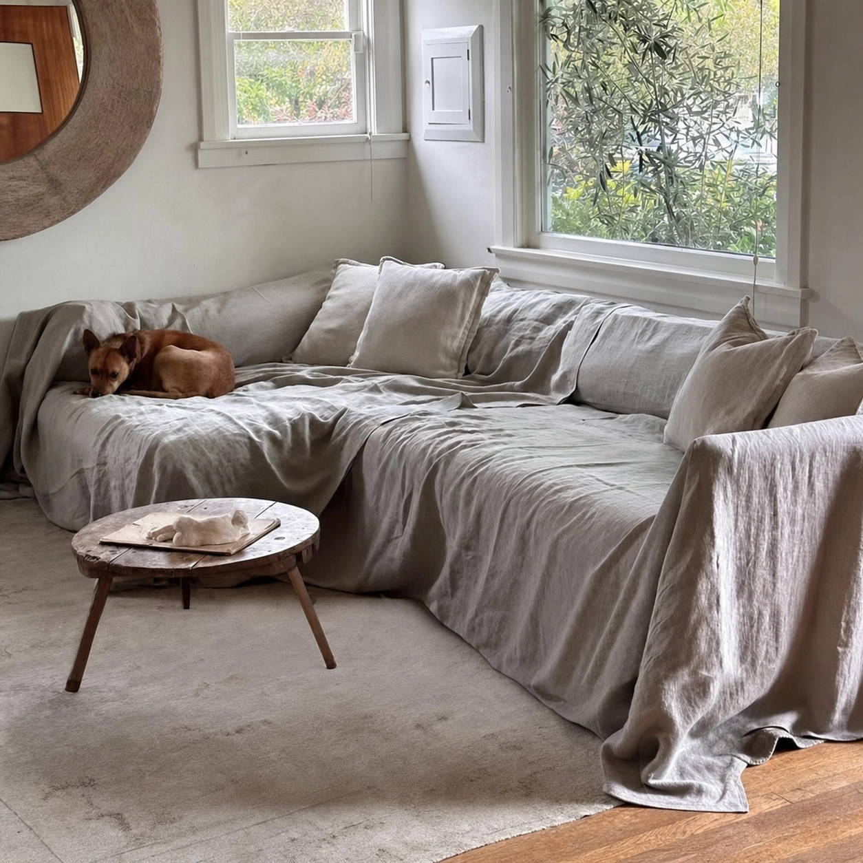 Pure French 100%Linen Sofa Cover