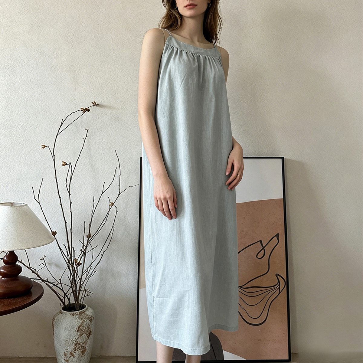 Soft Hemp & Tencel Padded Slip Nightdress — linen Apparel by LinenTailor