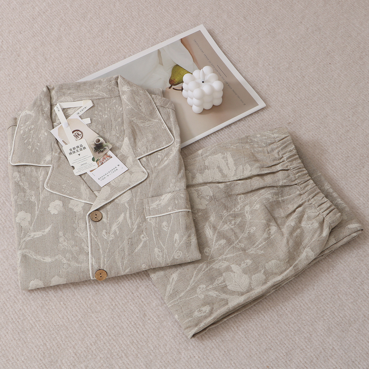 Jacquard Hemp-Cotton Pajama Set